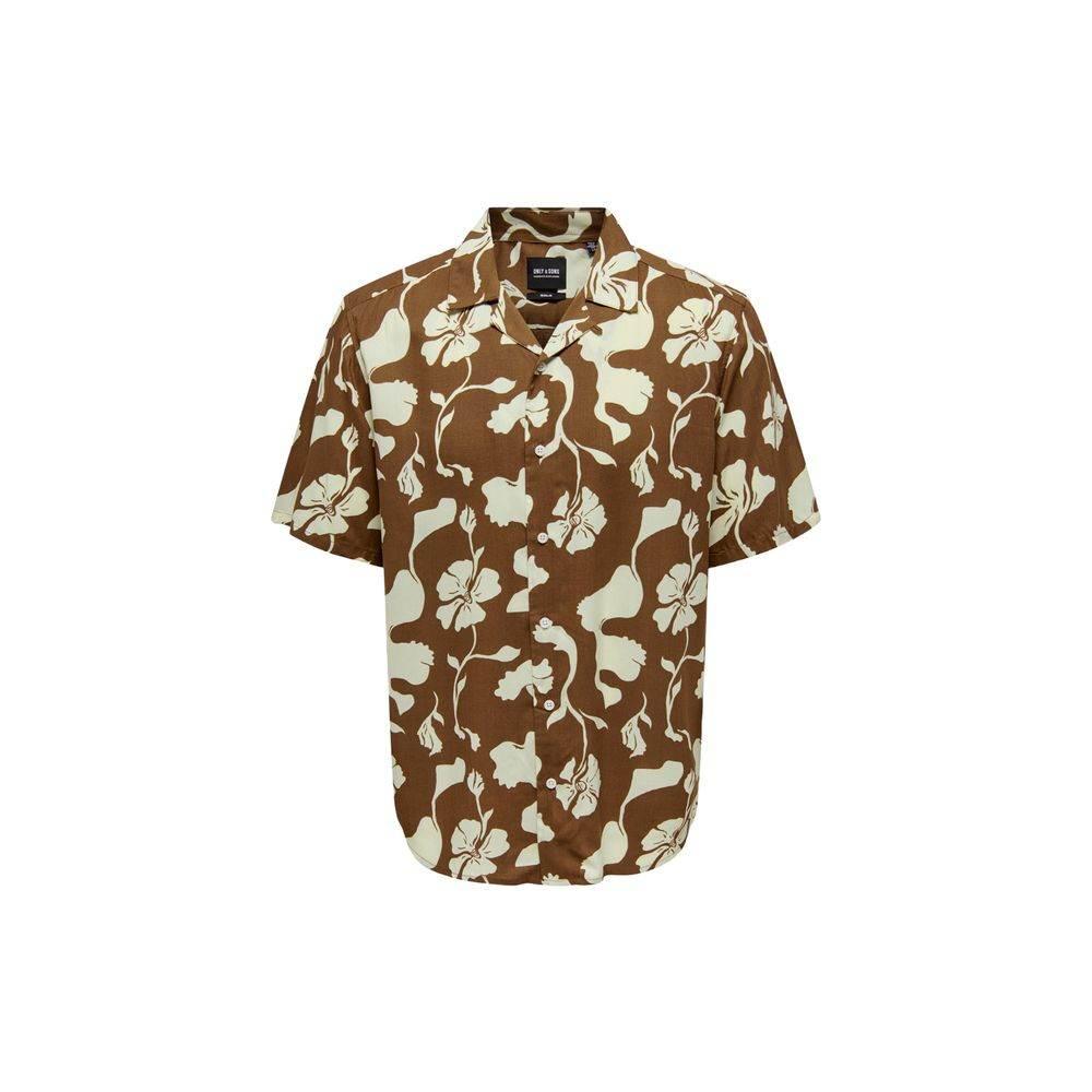 Only & Sons Brown Viscose Shortsleeve - Hilstor