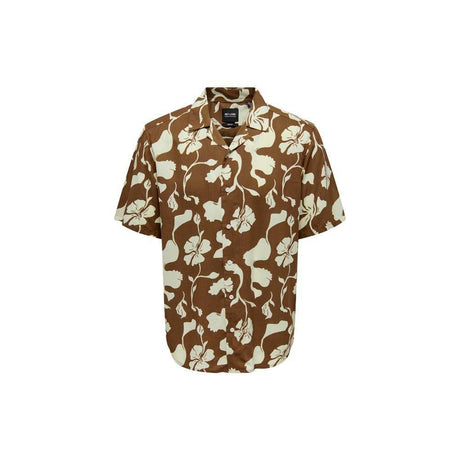 Only & Sons Brown Viscose Shortsleeve - Hilstor