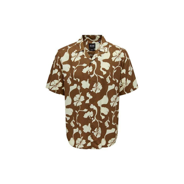 Only & Sons Brown Viscose Shortsleeve - Hilstor