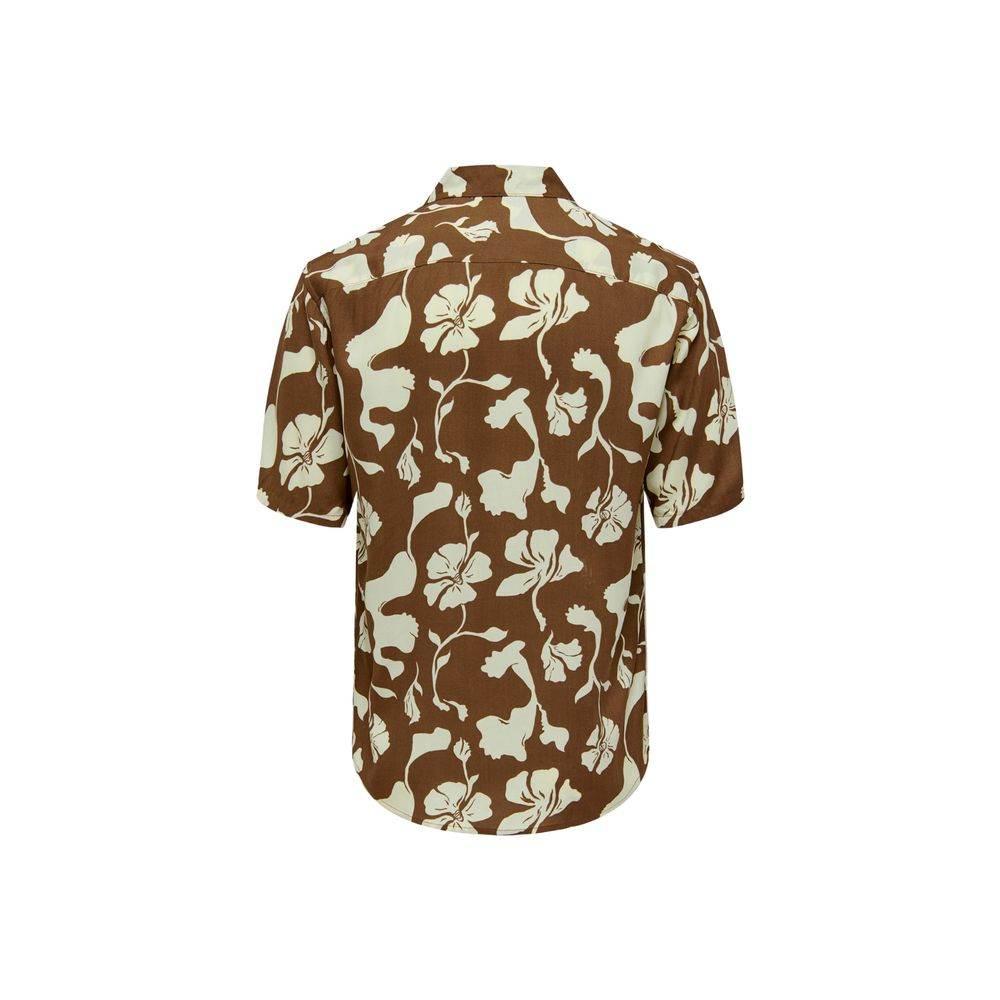 Only & Sons Brown Viscose Shortsleeve - Hilstor