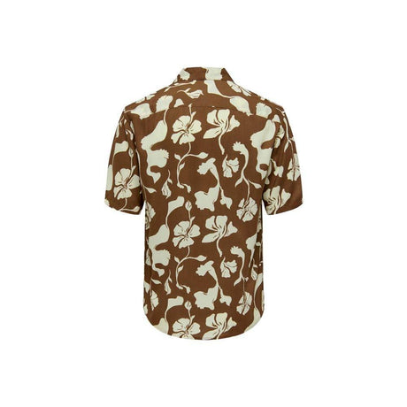 Only & Sons Brown Viscose Shortsleeve - Hilstor