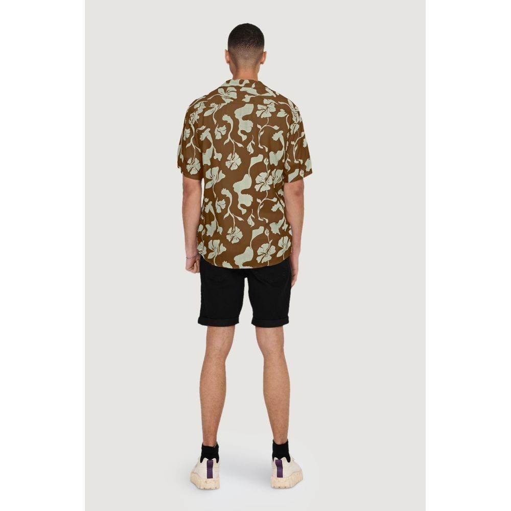 Only & Sons Brown Viscose Shortsleeve - Hilstor