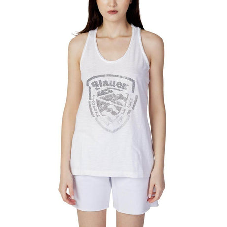 Blauer White Cotton Tops & T-Shirt - Hilstor