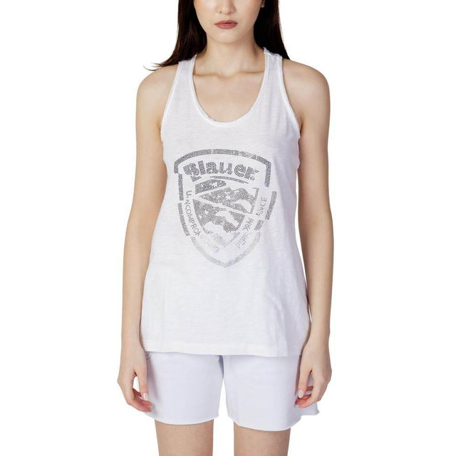 Blauer White Cotton Tops & T-Shirt - Hilstor