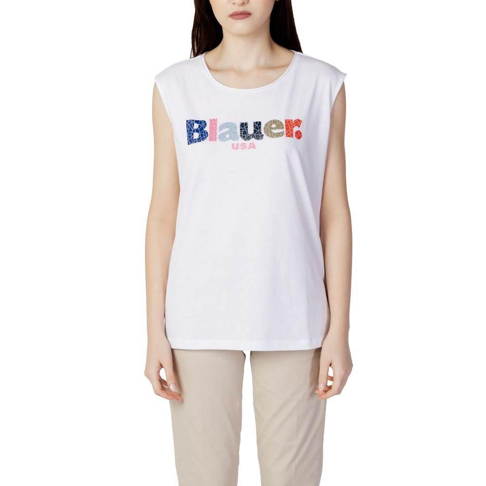 Blauer White Cotton Tops & T-Shirt - Hilstor