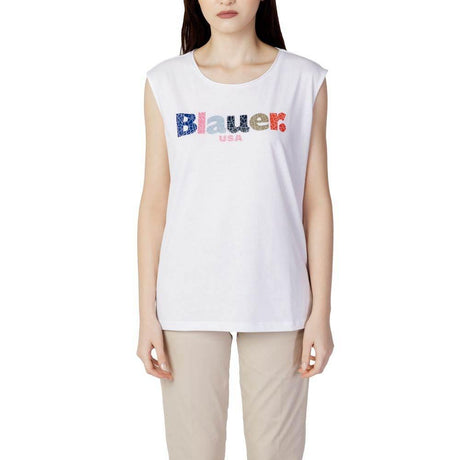 Blauer White Cotton Tops & T-Shirt - Hilstor