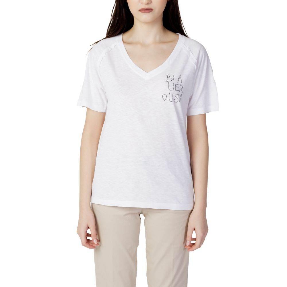 Blauer White Cotton Tops & T-Shirt - Hilstor