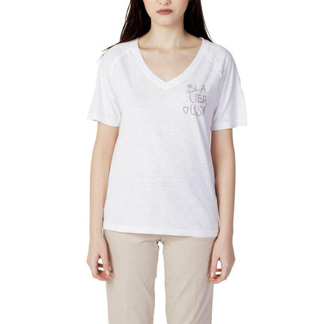 Blauer White Cotton Tops & T-Shirt - Hilstor
