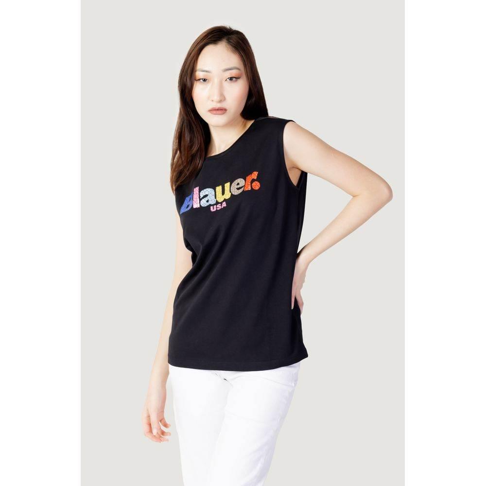 Blauer Black Cotton Tops & T-Shirt - Hilstor