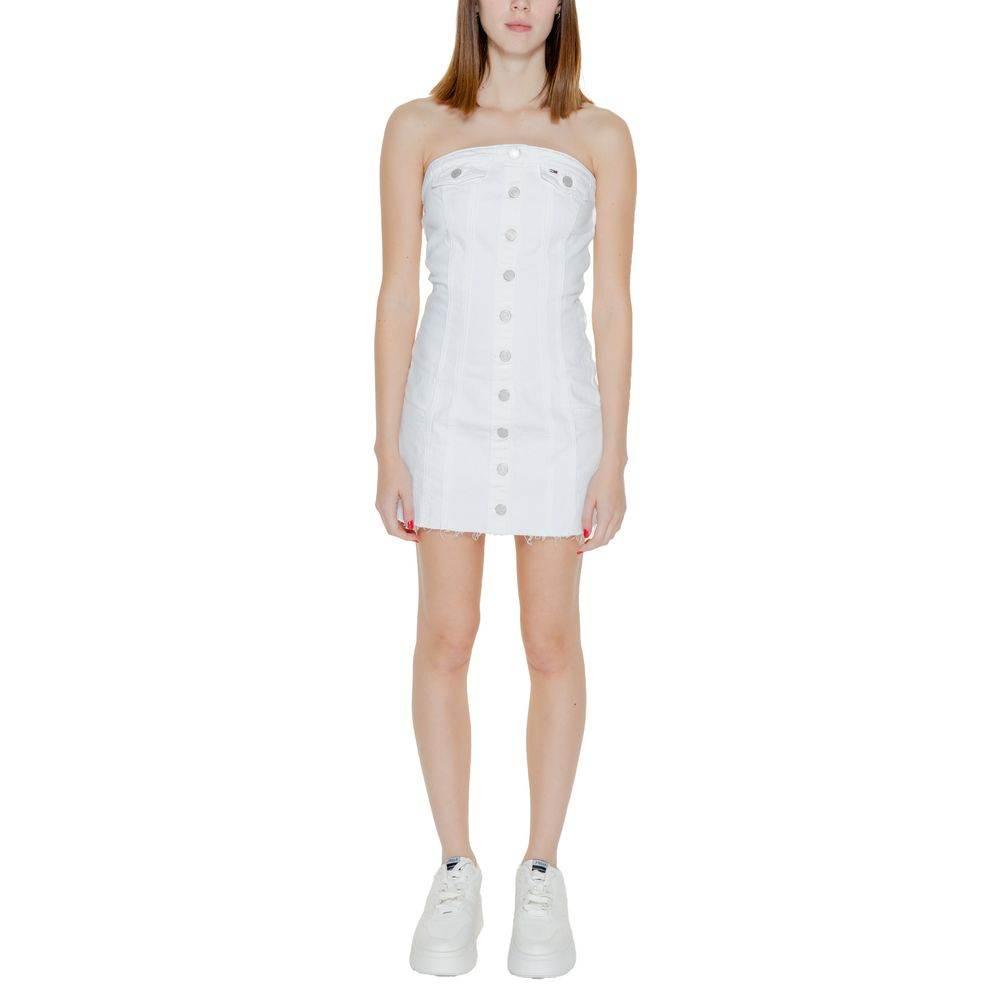 Tommy Hilfiger Jeans White Recycled Cotton Dress - Hilstor