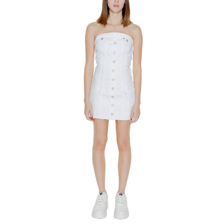 Tommy Hilfiger Jeans White Recycled Cotton Dress - Hilstor