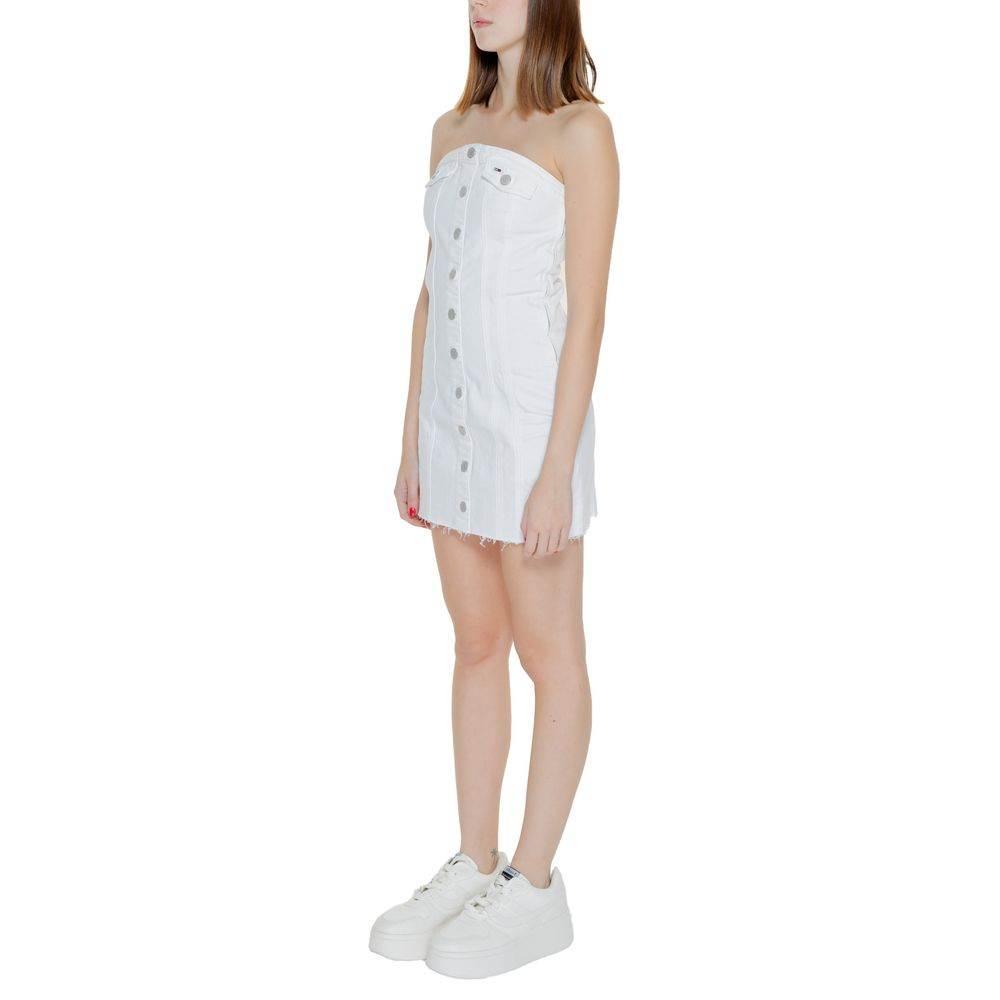 Tommy Hilfiger Jeans White Recycled Cotton Dress - Hilstor