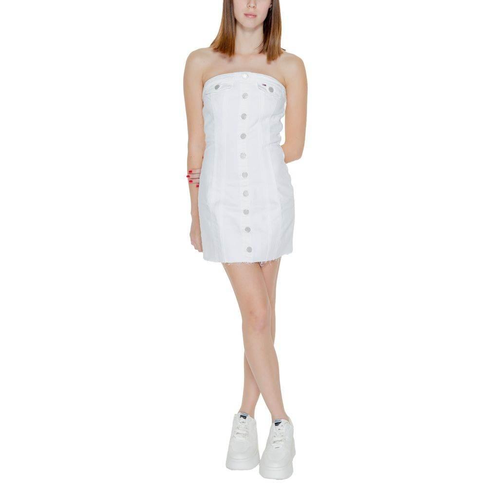 Tommy Hilfiger Jeans White Recycled Cotton Dress - Hilstor