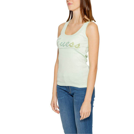 Guess Turquoise Cotton Tops & T-Shirt - Hilstor