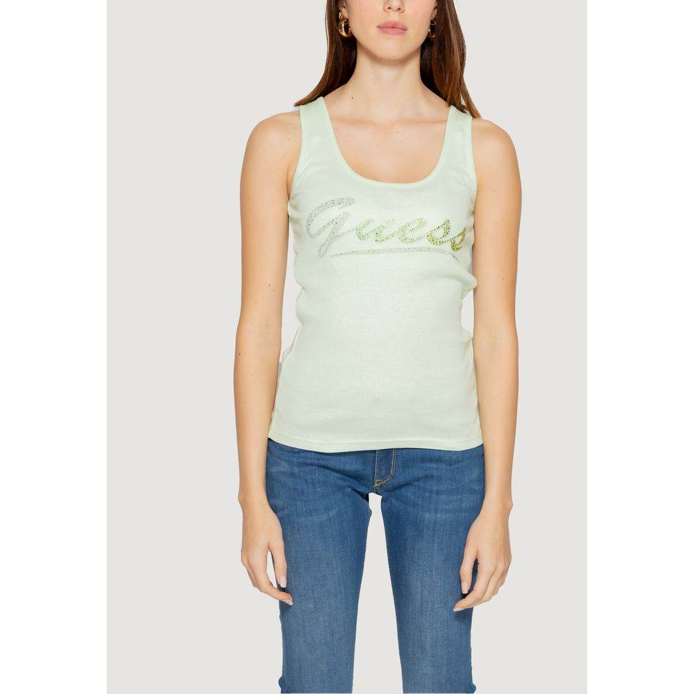 Guess Turquoise Cotton Tops & T-Shirt - Hilstor