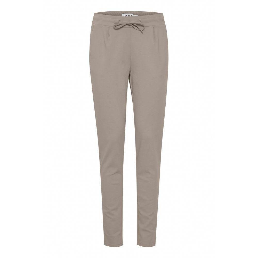 ICHI Beige Polyester Pant - Hilstor