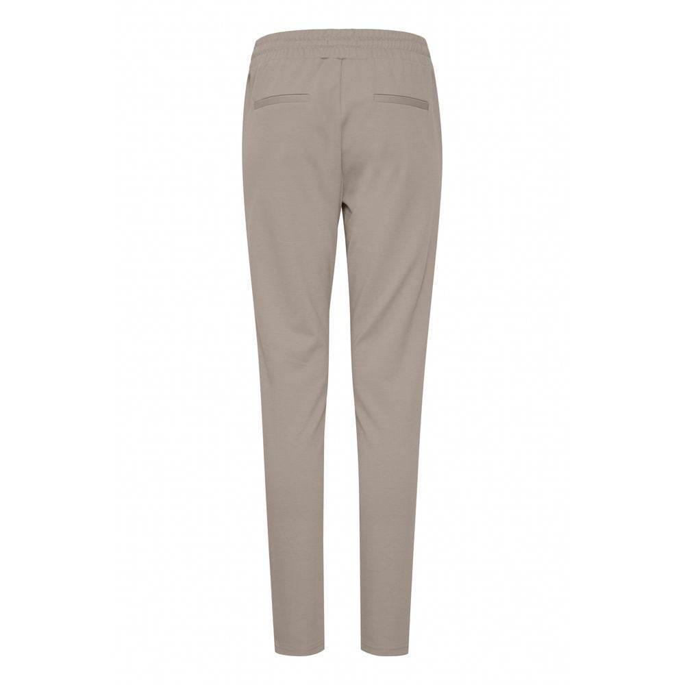 ICHI Beige Polyester Pant - Hilstor