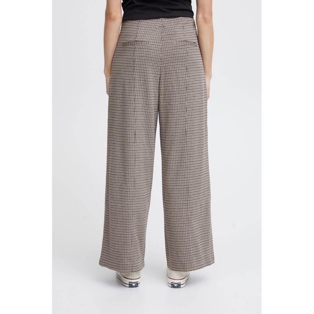ICHI Beige Polyester Pant - Hilstor