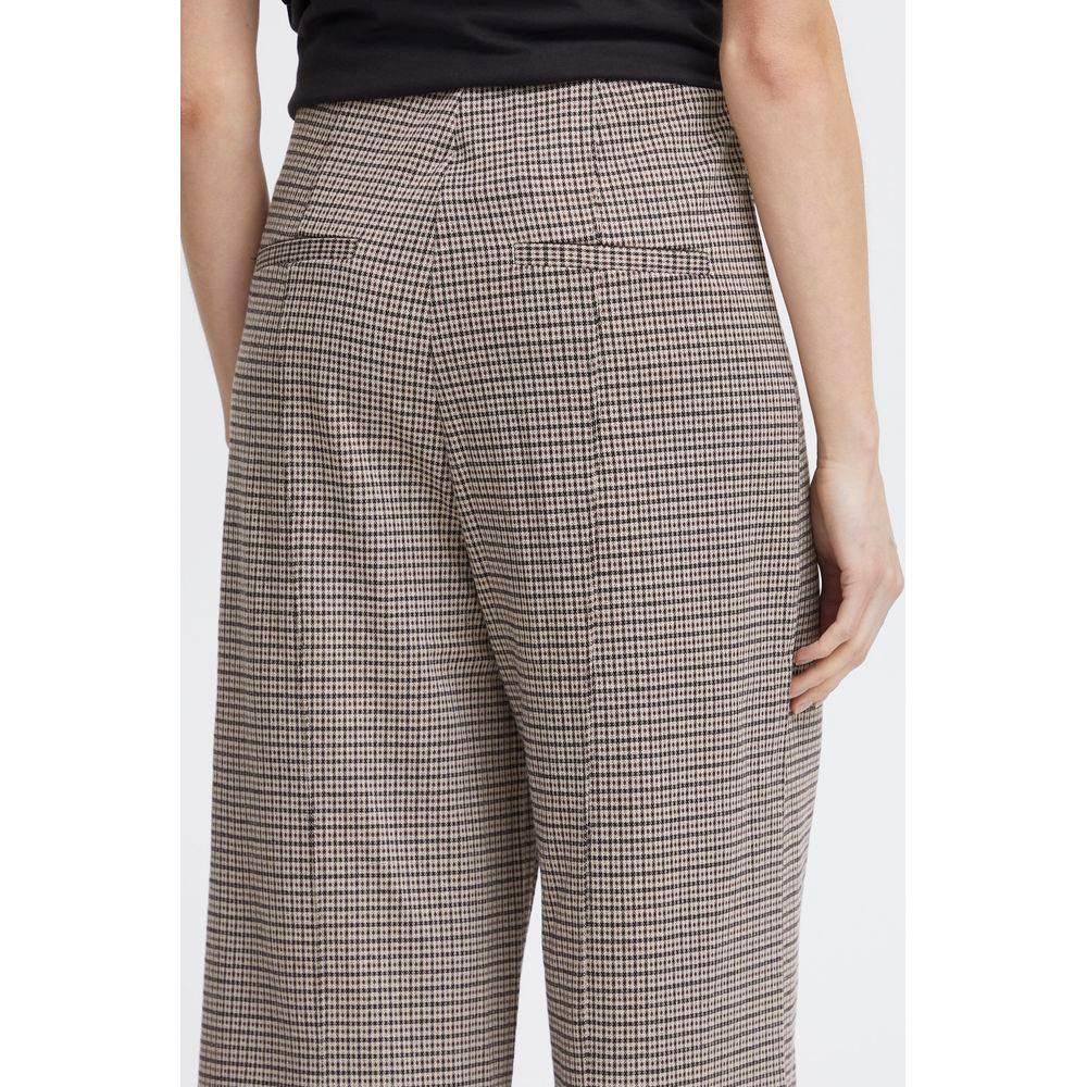 ICHI Beige Polyester Pant - Hilstor