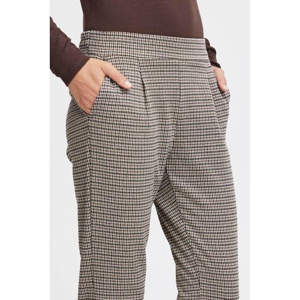 ICHI Beige Polyester Pant - Hilstor