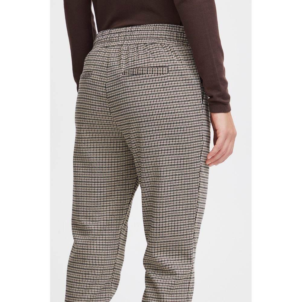 ICHI Beige Polyester Pant - Hilstor