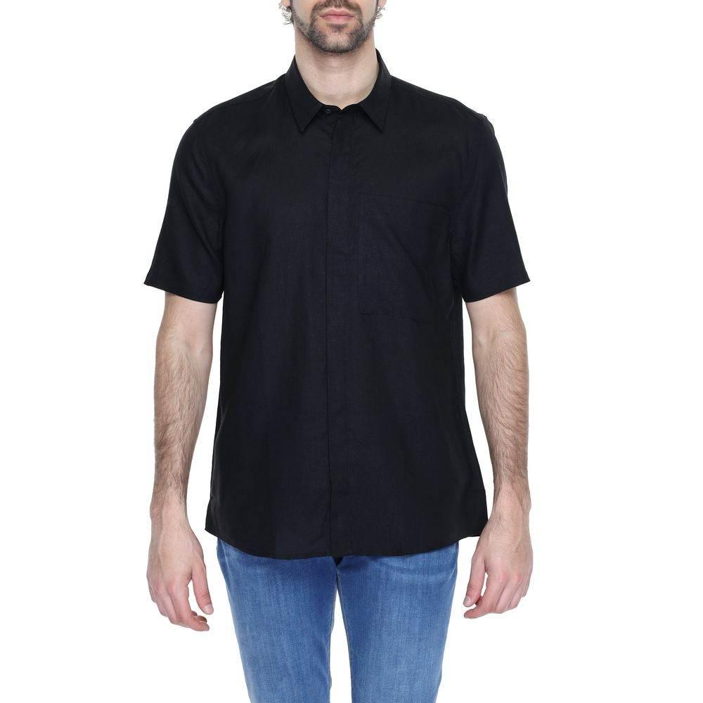Antony Morato Black Linen Shortsleeve - Hilstor