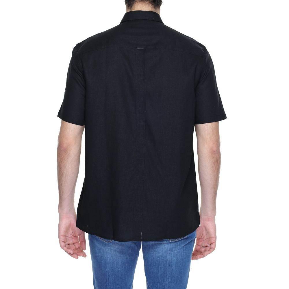 Antony Morato Black Linen Shortsleeve - Hilstor