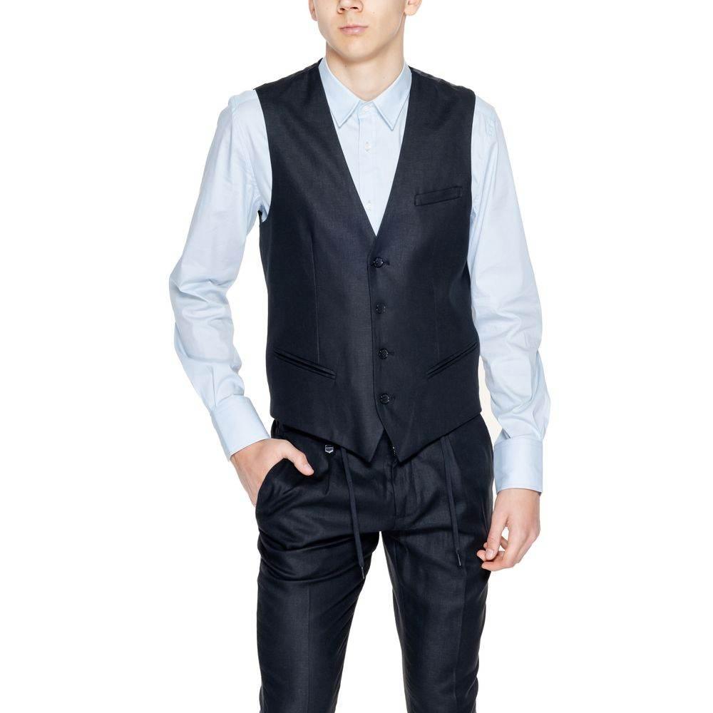 Antony Morato Black Linen Waistcoat - Hilstor