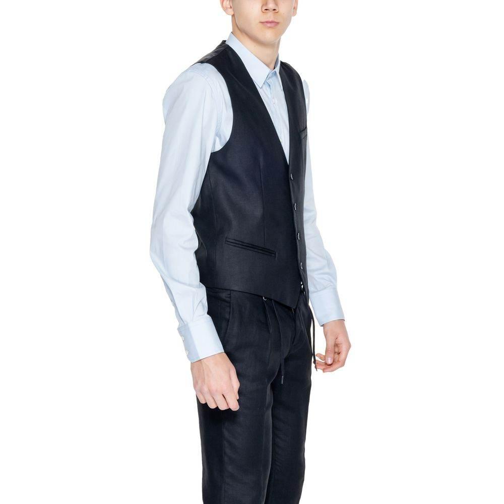 Antony Morato Black Linen Waistcoat - Hilstor