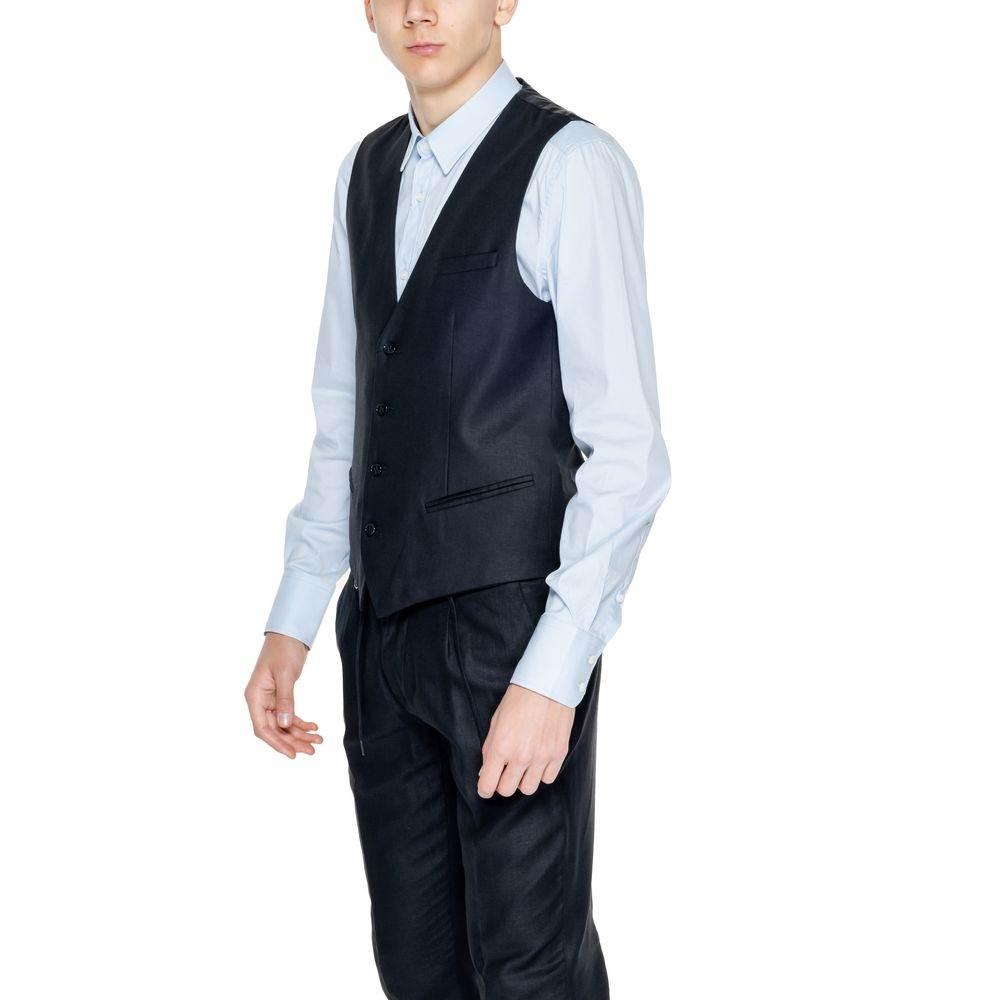 Antony Morato Black Linen Waistcoat - Hilstor