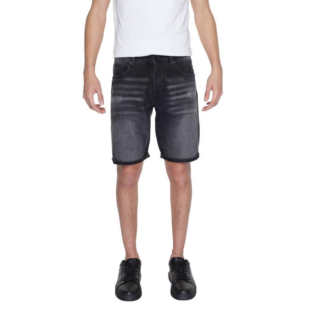 Antony Morato Black Cotton Bermuda - Hilstor