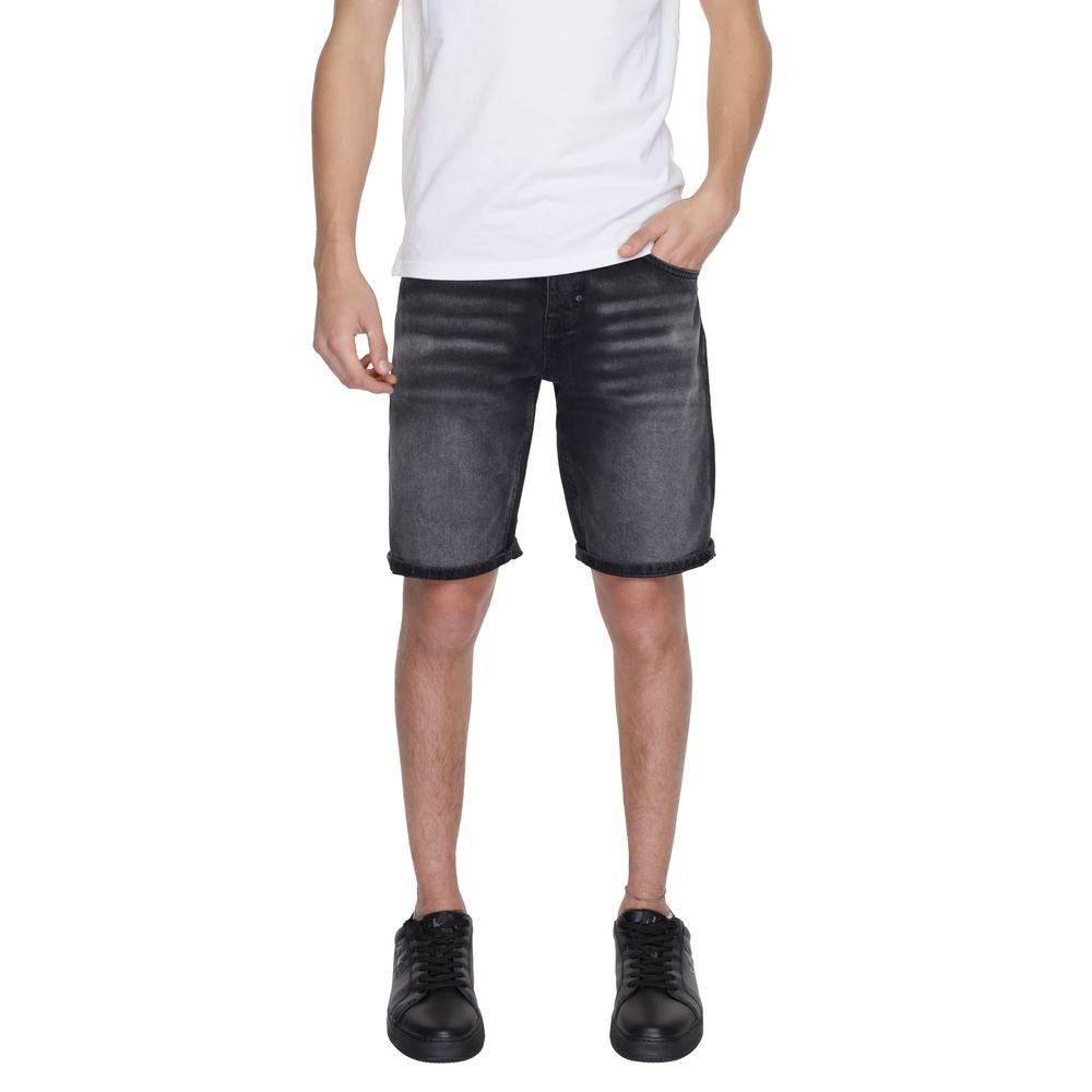 Antony Morato Black Cotton Bermuda - Hilstor