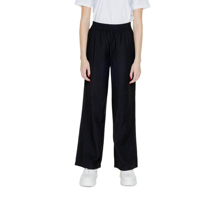 Jacqueline De Yong Black Viscose Pant - Hilstor
