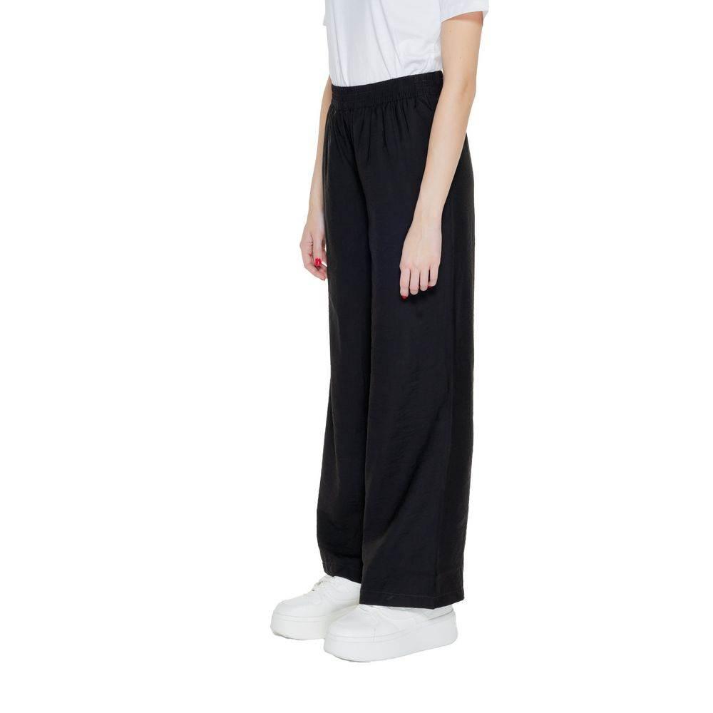 Jacqueline De Yong Black Viscose Pant - Hilstor