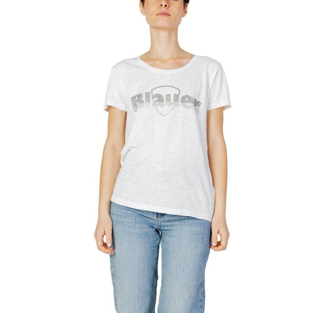 Blauer White Cotton Tops & T-Shirt - Hilstor