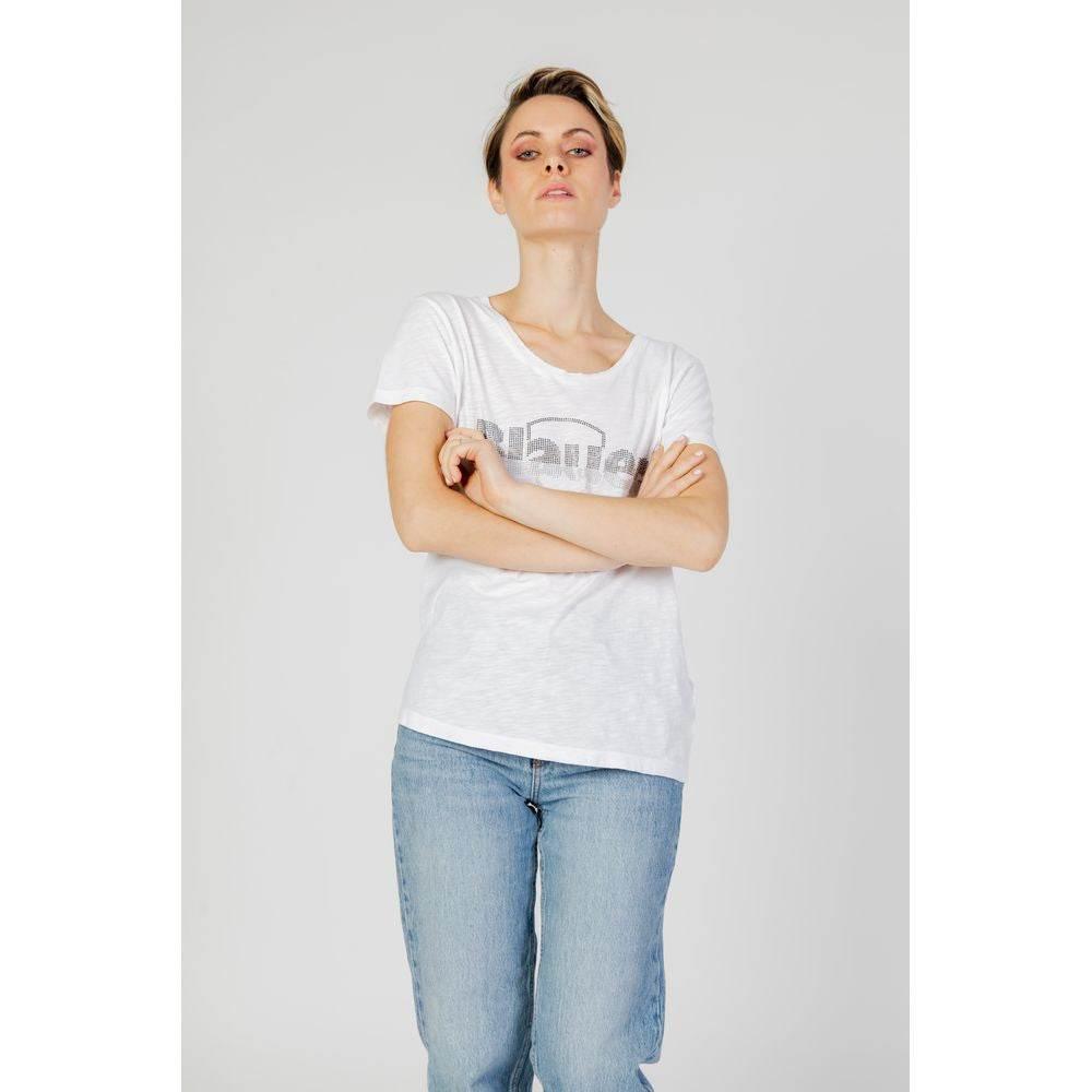 Blauer White Cotton Tops & T-Shirt - Hilstor