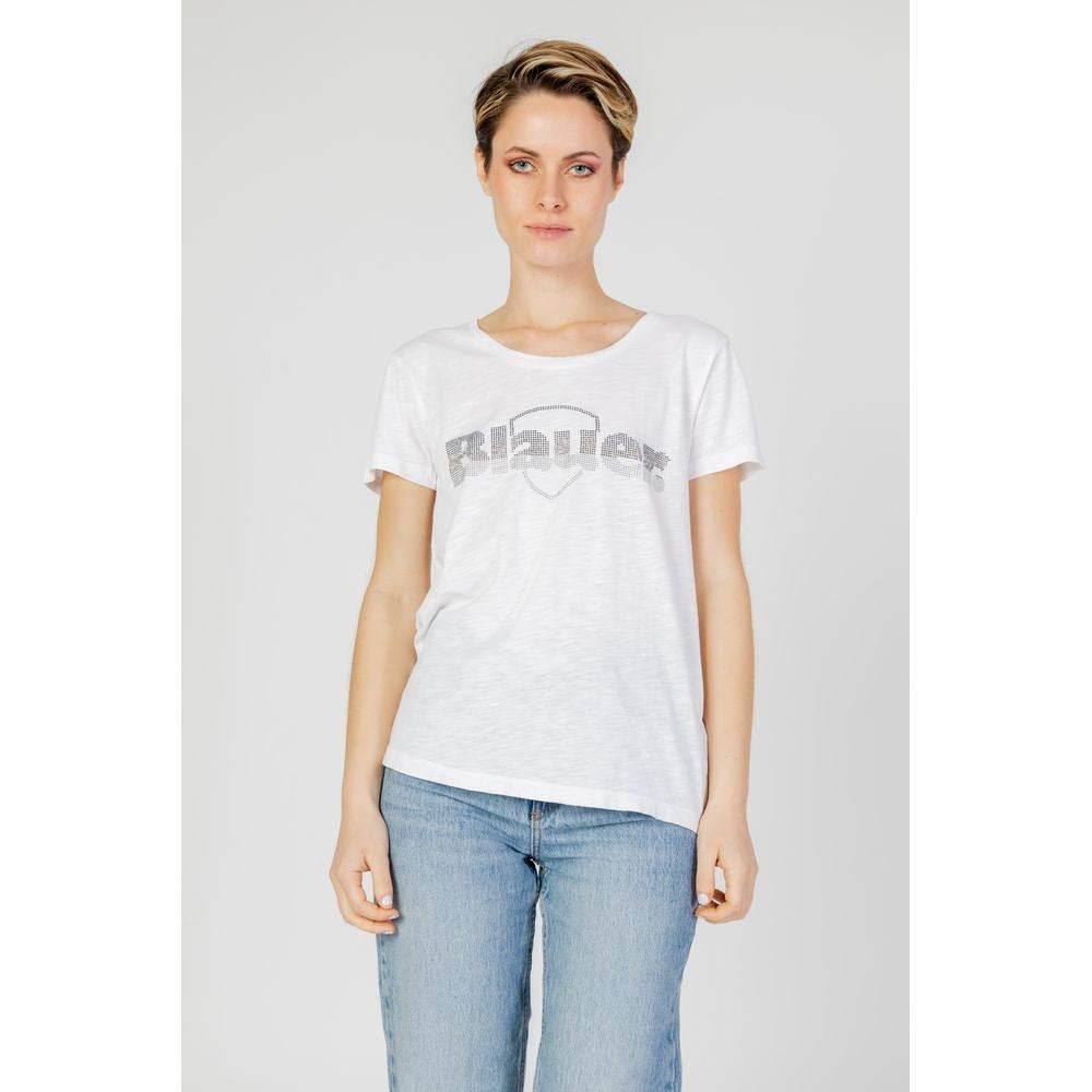 Blauer White Cotton Tops & T-Shirt - Hilstor