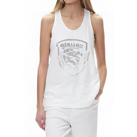 Blauer White Cotton Tops & T-Shirt - Hilstor