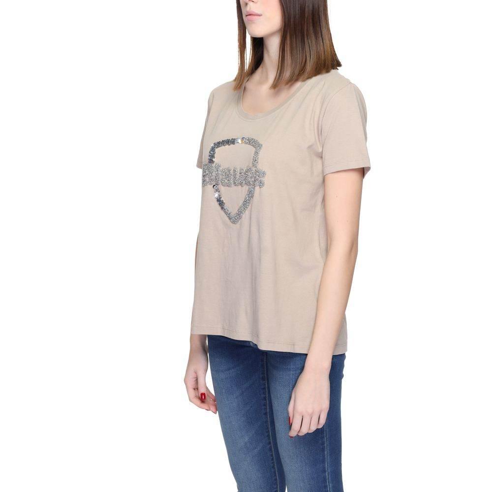 Blauer Beige Cotton Tops & T-Shirt - Hilstor