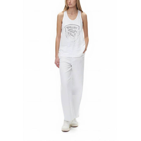Blauer White Cotton Tops & T-Shirt - Hilstor