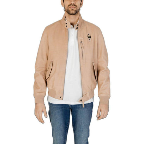 Blauer Beige Leather Jacket - Hilstor