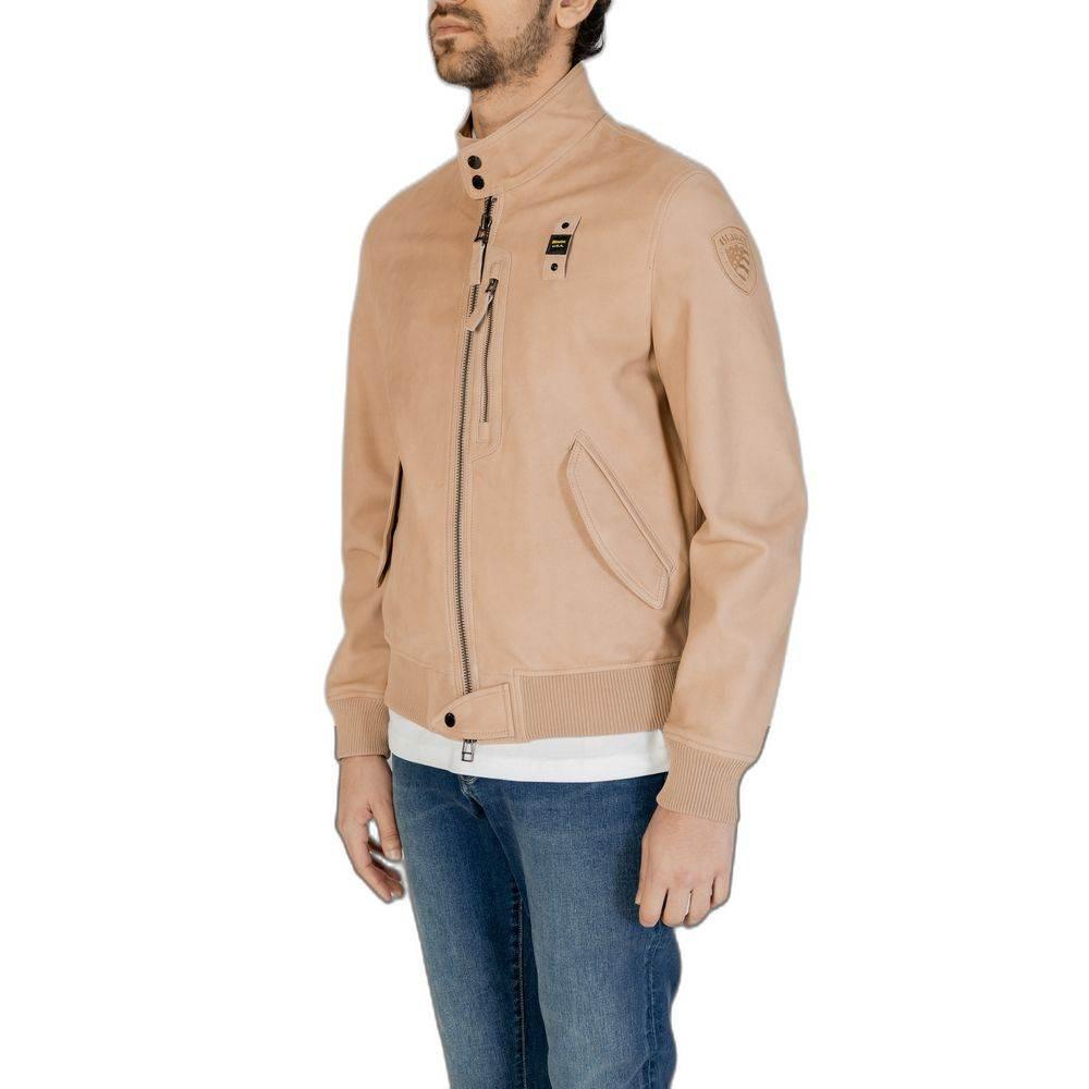 Blauer Beige Leather Jacket - Hilstor