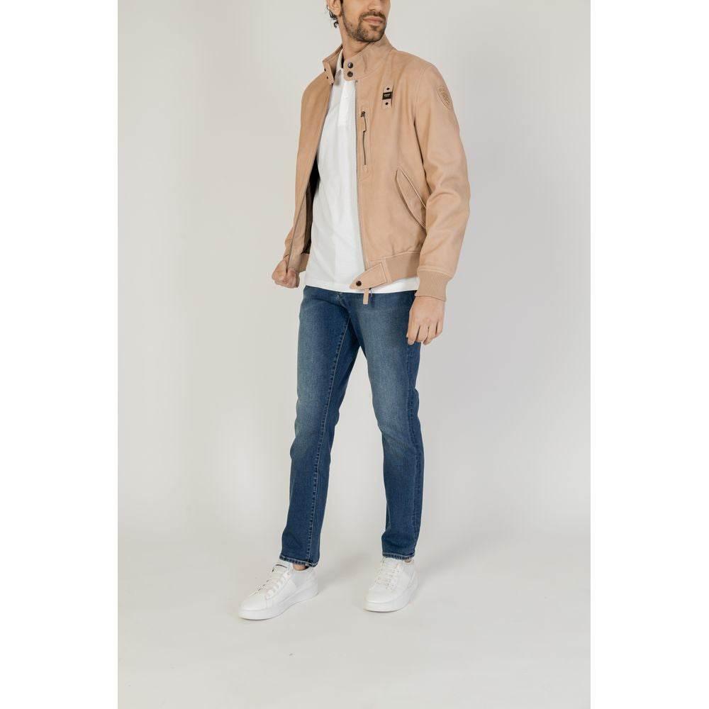 Blauer Beige Leather Jacket - Hilstor