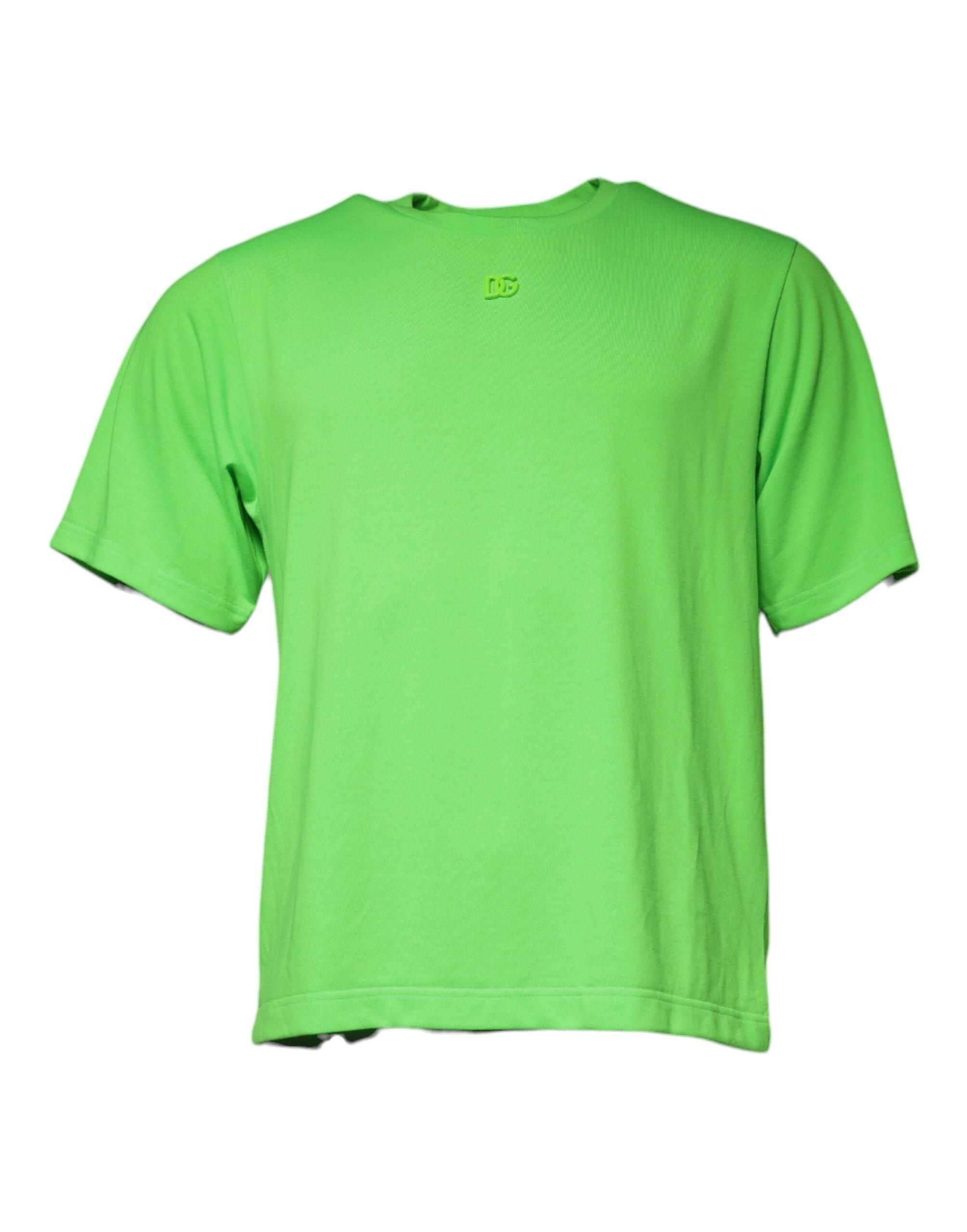 Dolce & Gabbana Green Logo Round Neck Short Sleeves T-shirt - Hilstor