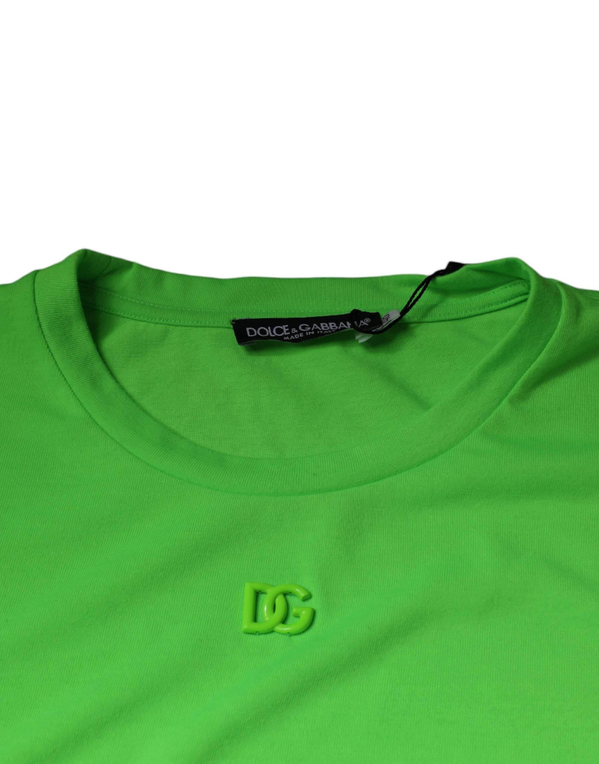 Dolce & Gabbana Green Logo Round Neck Short Sleeves T-shirt - Hilstor