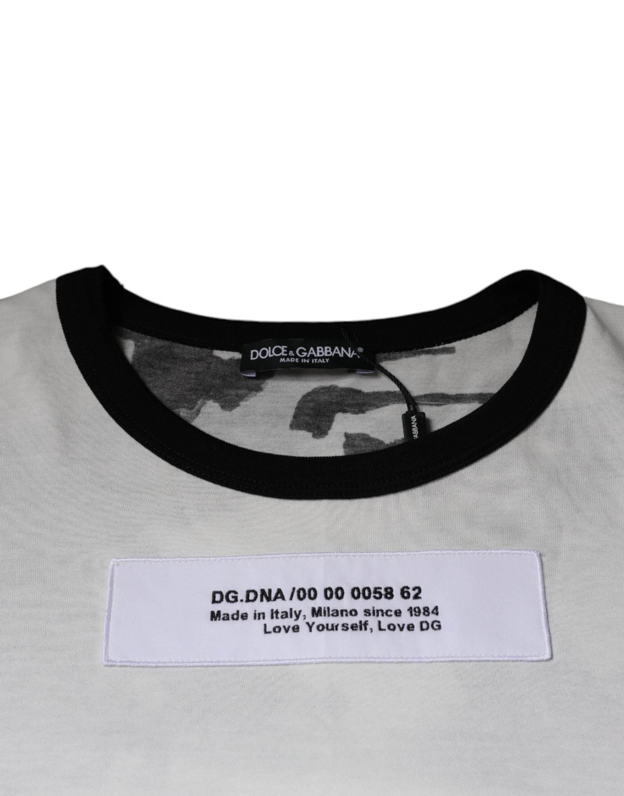 Dolce & Gabbana White Camouflage Cotton Round Neck T-shirt - Hilstor