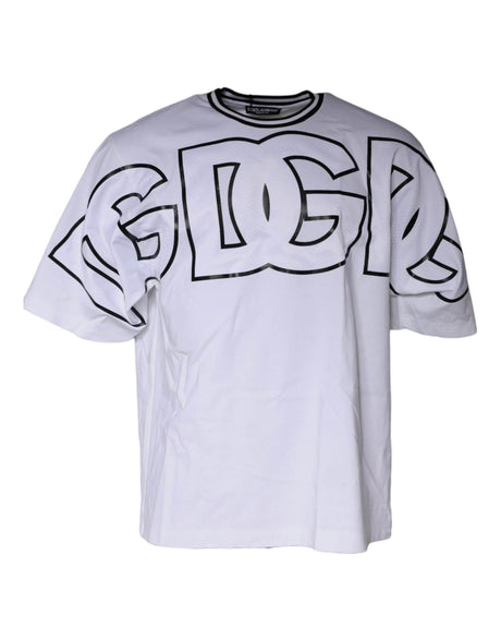 Dolce & Gabbana White Logo Print Crew Neck T-shirt - Hilstor