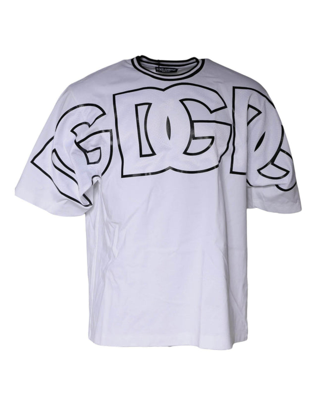 Dolce & Gabbana White Logo Print Crew Neck T-shirt - Hilstor