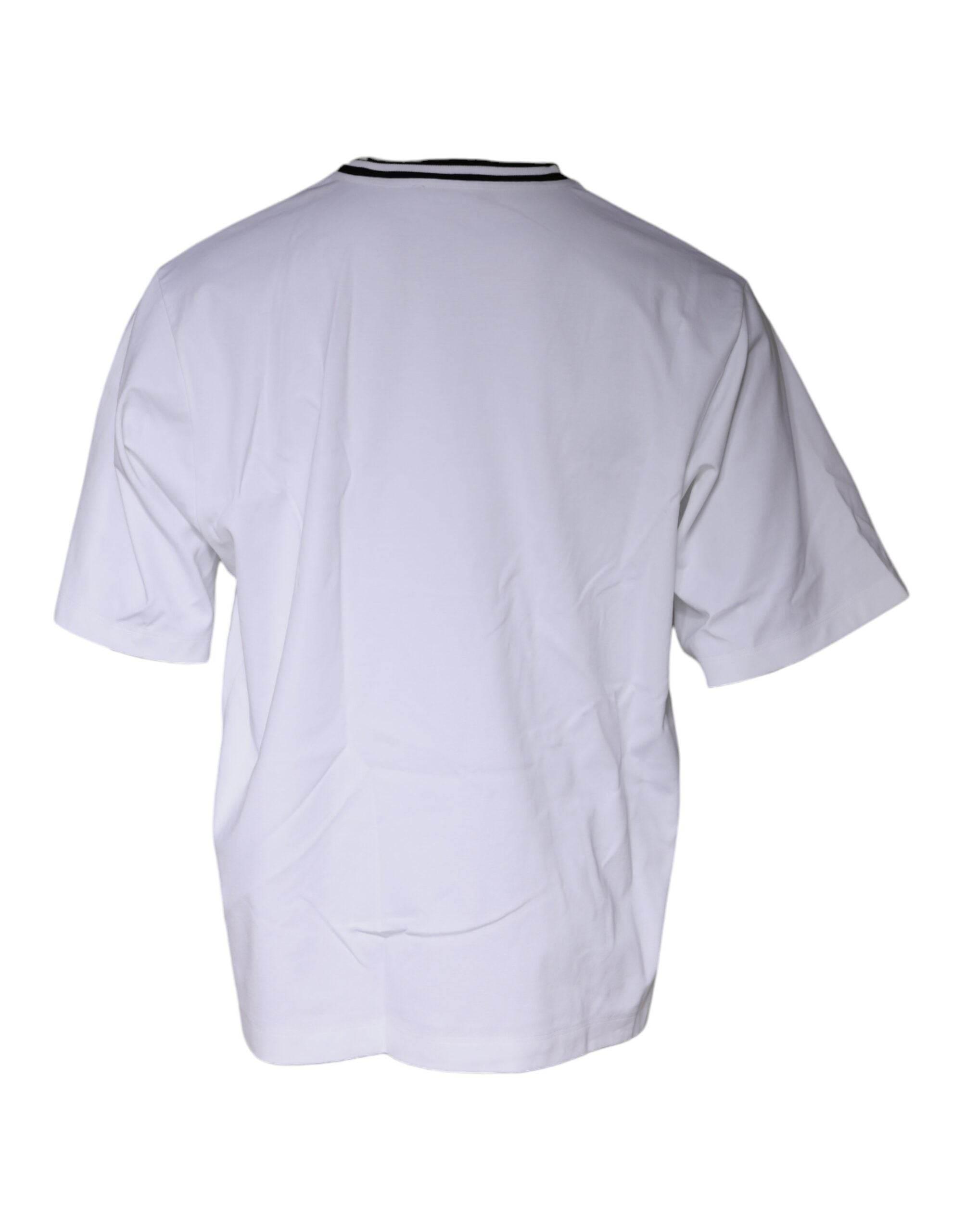 Dolce & Gabbana White Logo Print Crew Neck T-shirt - Hilstor