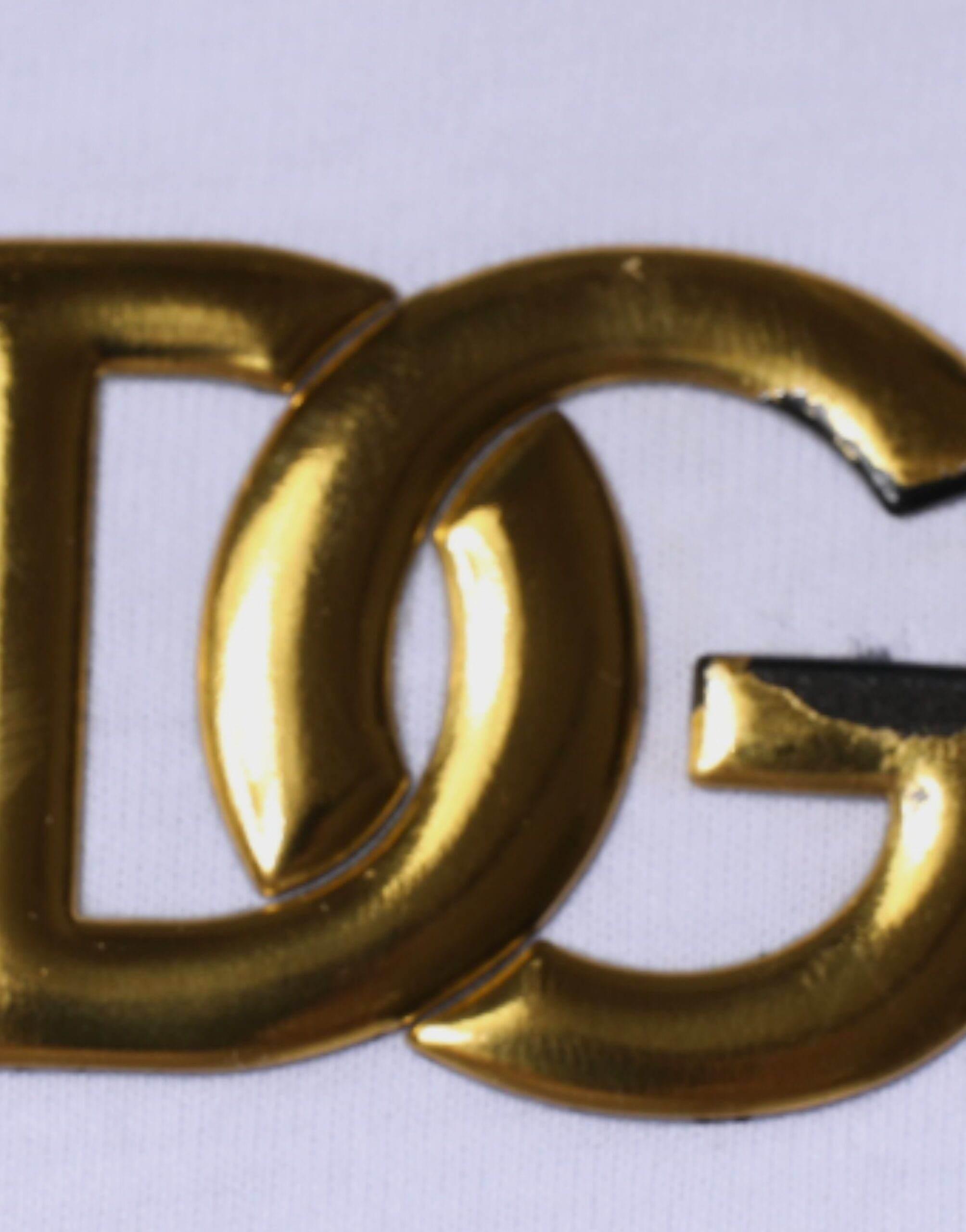 Dolce & Gabbana White Logo Cotton Vneck Short Sleeve T-shirt - Hilstor